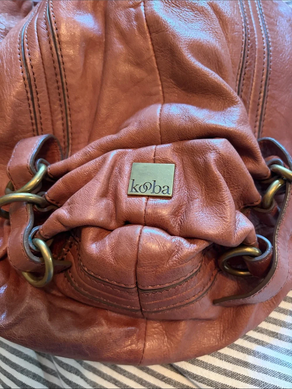 Kooba Rustic Brown Leather Hobo Bag